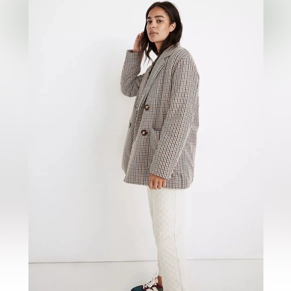Madewell Oversized Padded Houndstooth Jacket Double-Breasted Coat - Picture 4 of 12
